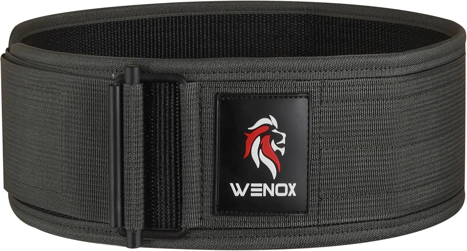 WENOX SPORTS Self Locking Weight Lifting Belt – Premium Weightlifting Belt for Powerlifting Bodybuilding. (Army-Green Large)