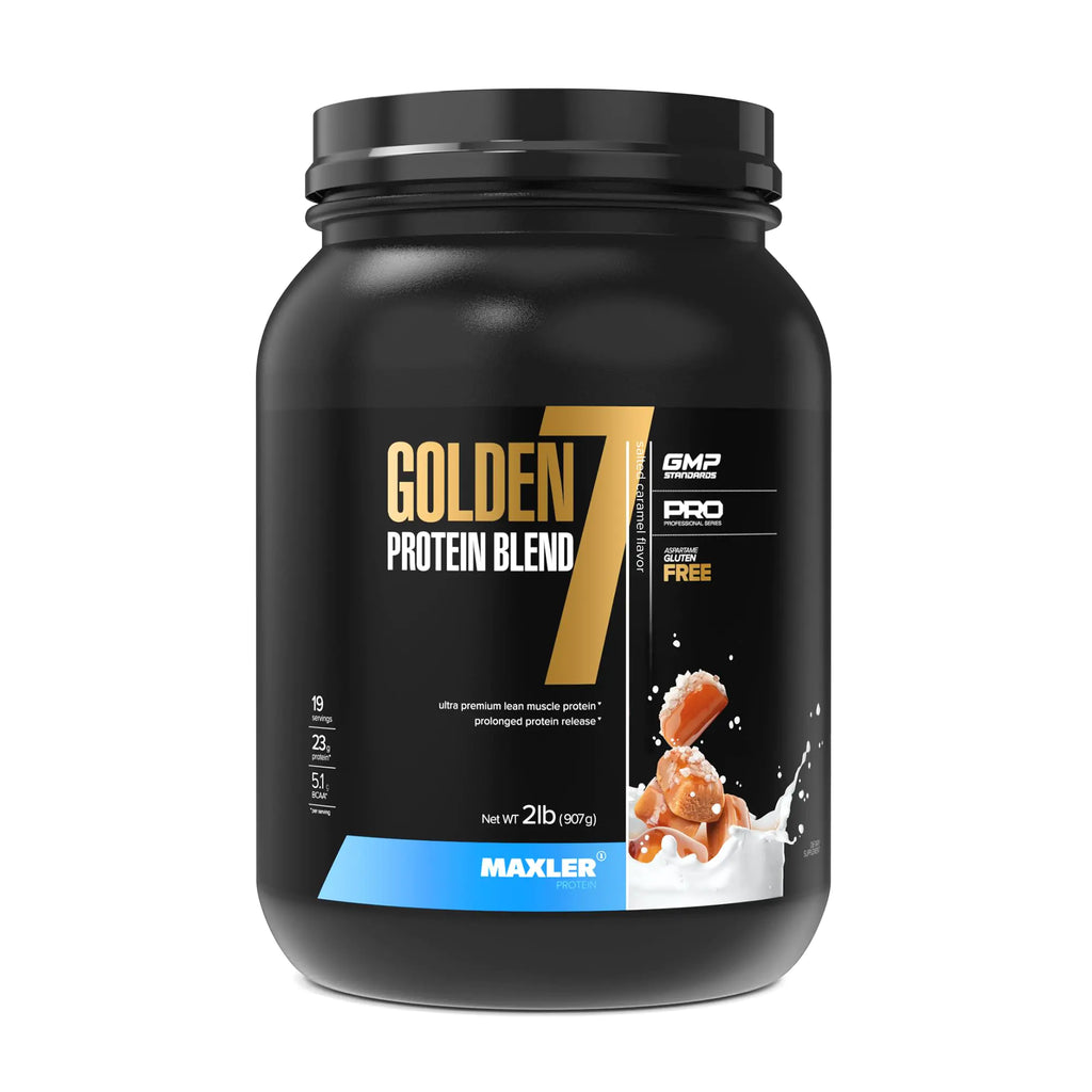 Maxler Golden 7 Protein Blend - Protein Powder for Muscle Gain & Recovery - Salted Caramel Protein Powder 2 lb