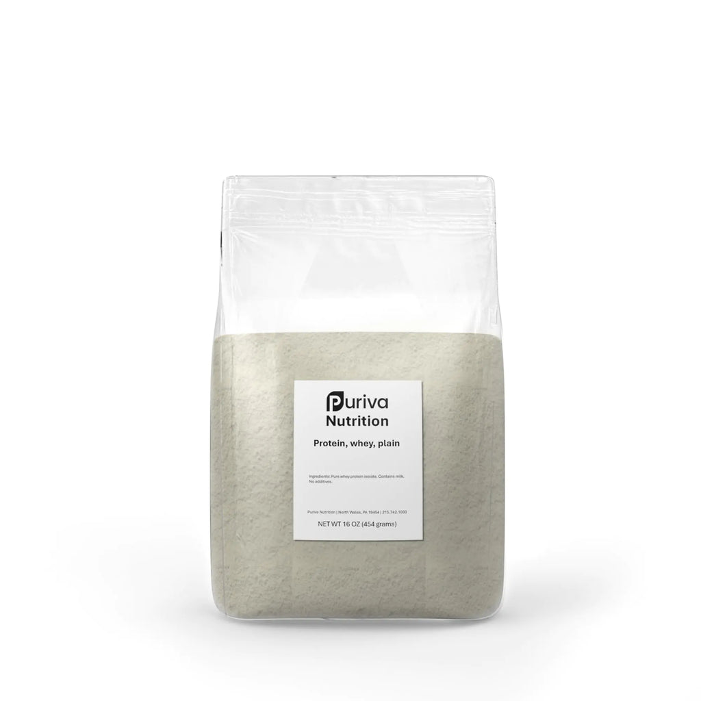 Puriva Nutrition Protein Powder Whey Protein Isolate Plain 1 Pound