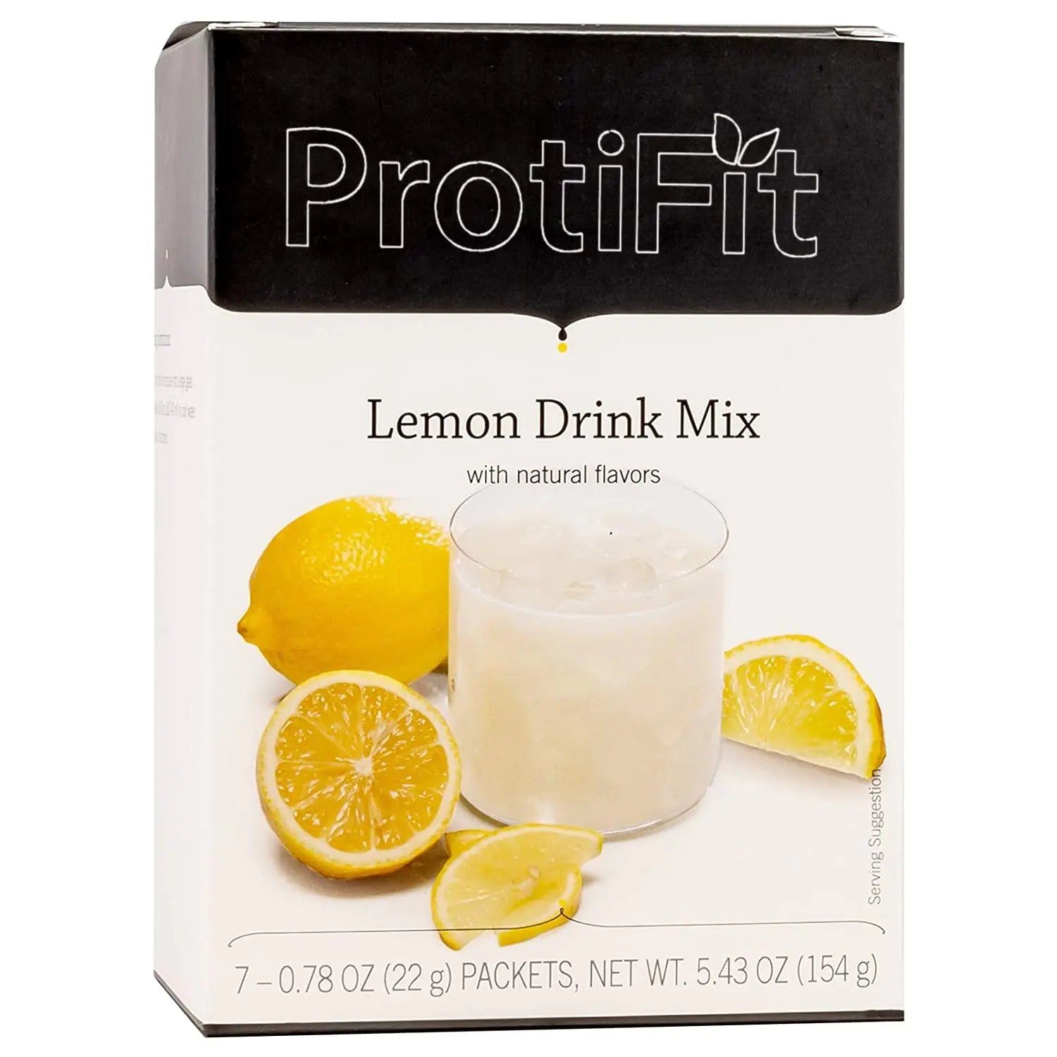 PROTIFIT - High Protein Fruit Flavored Powder Drink Mix 15g Protein Low Calorie Sugar Free Ideal Protein Compatible 7 Servings Per Box (Lemon)