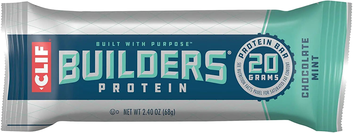 CLIF BUILDERS - Protein Bars - Chocolate Mint - 20g Protein - Gluten Free (2.4 Ounce 12 Count)