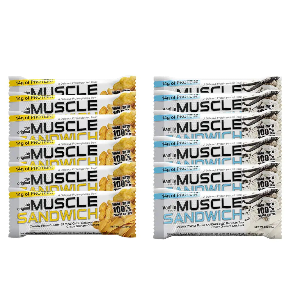 Muscle Foods Muscle Sandwich Bars Variety Pack | Real Ingredients Whey Protein Isolate High Protein Bars 2-Ounce Bars (12 Count)